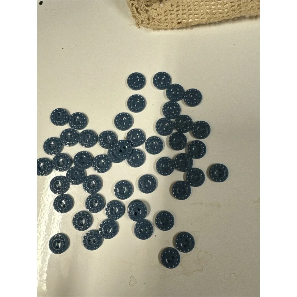 50 Shiny Dusty Blue Plastic Sew-through Buttons Almost 5/8